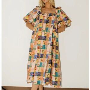 GOOD LUCK PUFF SLEEVE DRESS // PATCHWORK *ZOCO EXCLSUIVE*